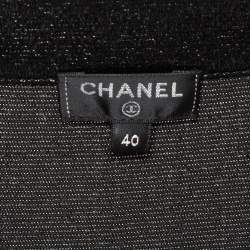Chanel Black Metallic Lurex Knit Button Front Shift Dress M