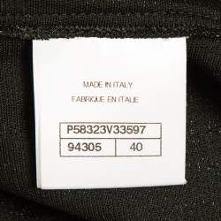 Chanel Black Metallic Lurex Knit Button Front Shift Dress M