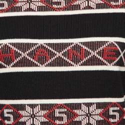 Chanel Black Stipe Pattern Rib Knit Bodycon Dress M 