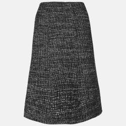 Pre Owned Chanel Black Tweed Knee Length Skirt XXL