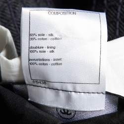 Chanel Navy Blue Silk & Cotton Button Front Jacket M
