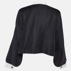 Chanel Navy Blue Silk & Cotton Button Front Jacket M