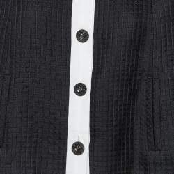 Chanel Navy Blue Silk & Cotton Button Front Jacket M