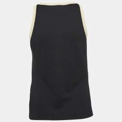 Pre Owned Chanel Black Cotton Knit Button Detail Tank Top S