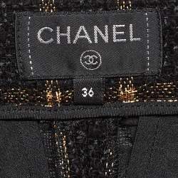 Chanel Black Tweed Lurex Side Trim Capri Pants S