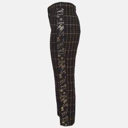 Chanel Black Tweed Lurex Side Trim Capri Pants S