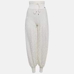 Chanel White Sheer Patterned Knit Harem Pants S
