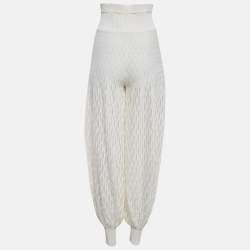 Chanel White Sheer Patterned Knit Harem Pants S