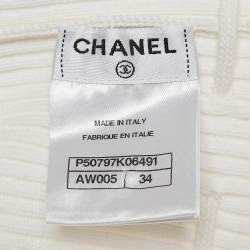 Chanel White Sheer Patterned Knit Harem Pants S