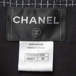 Chanel Black Checkered Cotton Midi Dress S