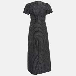 Chanel Black Checkered Cotton Midi Dress S