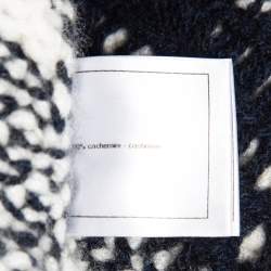 Chanel Black/White Intarsia Knit Cashmere Belted Cardigan S