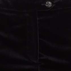 Chanel Black Velvet Button Detail Pants S