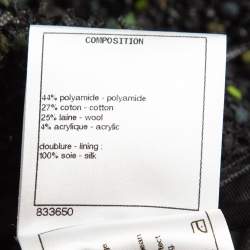 Pre Owned Chanel Black/Green Tweed Logo Badge Detail Trousers S