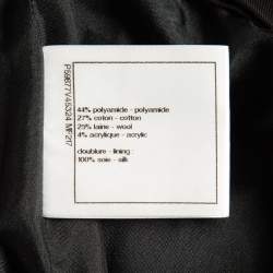 Pre Owned Chanel Black/Green Tweed Logo Badge Detail Trousers S