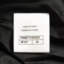 Pre Owned Chanel Black/Green Tweed Logo Badge Detail Trousers S