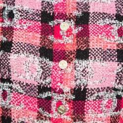 Pre Owned Chanel Pink Checkered and CC Interlock Tweed Jacket S