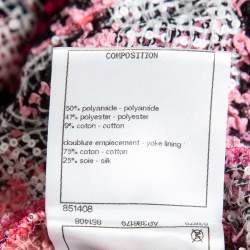 Pre Owned Chanel Pink Checkered and CC Interlock Tweed Jacket S