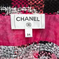Pre Owned Chanel Pink Checkered and CC Interlock Tweed Jacket S