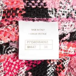 Pre Owned Chanel Pink Checkered and CC Interlock Tweed Jacket S