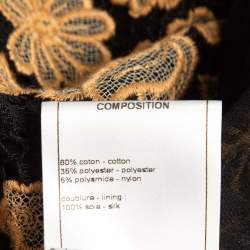 Pre Owned Chanel Brown/Black Floral Lace Skinny Pants S