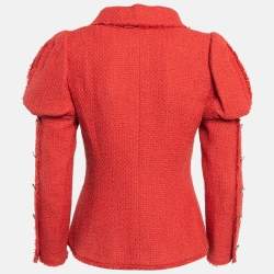 Chanel Red Tweed Button Detail Jacket M