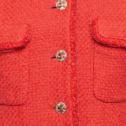 Chanel Red Tweed Button Detail Jacket M