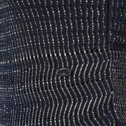 Chanel Navy Blue Patterned Knit Sleeveless Long Dress S