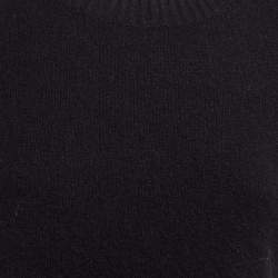 Chanel Black Cashmere Blend Pearl Button Detail Top M