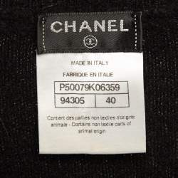 Chanel Black Cashmere Blend Pearl Button Detail Top M