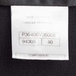 Pre Owned Chanel Black Textured Crepe Front Tie Detail Crop Top M