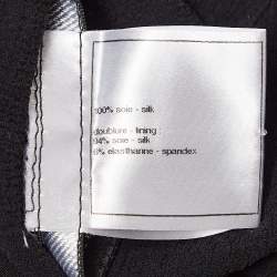 Pre Owned Chanel Black Textured Crepe Front Tie Detail Crop Top M