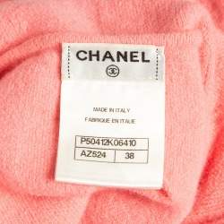 مملوكة مسبقًا Chanel Pink Ripped Wool Blend Cara Delevingne Crop Sweatshirt M