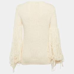 Chanel Cream Patterned Knit Pullover Sweater S