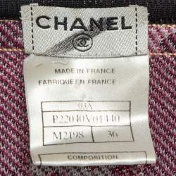 Chanel Pink Floral Pattern Knit Feather Fringe Detail Cropped Cardigan S