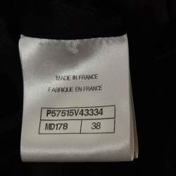 Pre Owned Chanel Black/White Lurex Houndstooth Mid-Length Coat M