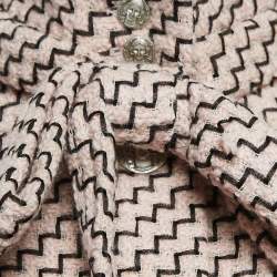 Chanel Pink Wool Tweed Detachable Leather Cuff Coat M