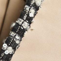 Pre Owned Chanel Beige Cotton Tweed Trim Trench Coat M