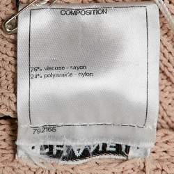 Pre Owned Chanel Pink Patterned Knit Sleeveless Sweater L