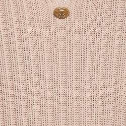 Pre Owned Chanel Pink Patterned Knit Sleeveless Sweater L