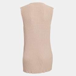 Pre Owned Chanel Pink Patterned Knit Sleeveless Sweater L