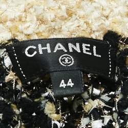 Chanel Black Lurex Knit Tweed Button Front Long Cardigan L
