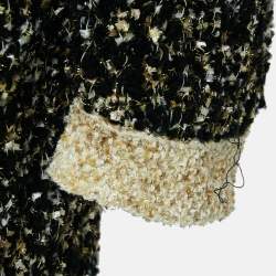 Chanel Black Lurex Knit Tweed Button Front Long Cardigan L