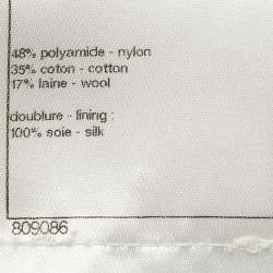 Pre Owned Chanel White Tweed Faux Cape Fringe Detail Jacket M