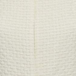 Pre Owned Chanel White Tweed Faux Cape Fringe Detail Jacket M