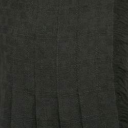 Chanel Black Wool Fringe Edge Brooch Detail Pleated Vest M