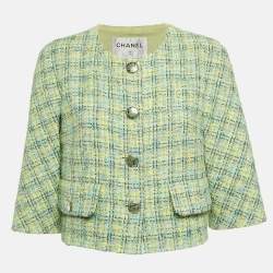 Pre Owned Chanel Lime Green Lesage Tweed Jacket M