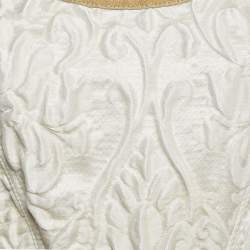 Chanel White Jacquard Golden Suede Trim Mini Wrap Dress M