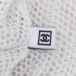 Pre Owned Chanel White Mesh Neck Tie Button Front Shirt S