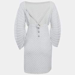 Chanel White Crochet Patterned Knit Mini Dress M